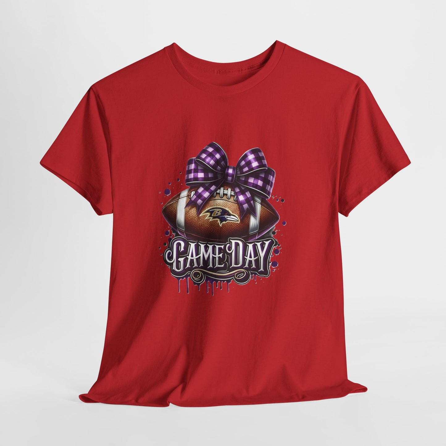 Game Day Football Tee — Purple Bow Baltimore Fan Shirt