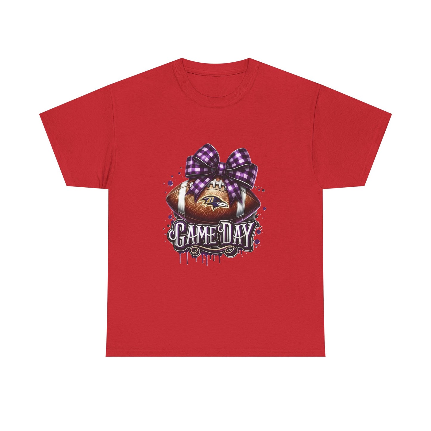 Game Day Football Tee — Purple Bow Baltimore Fan Shirt