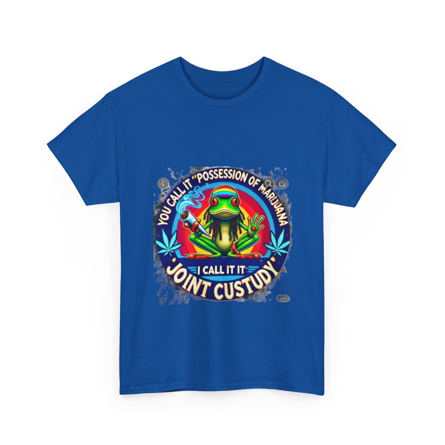 Joint Custody Frog T-Shirt — Funny Cannabis Graphic Tee (“You Call It Possession I Call It Joint Custody”)